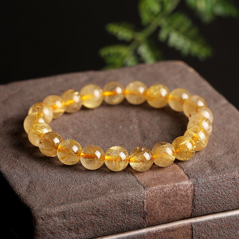 Natural rutilated quartz bracelet, natural titanium quartz bracelet