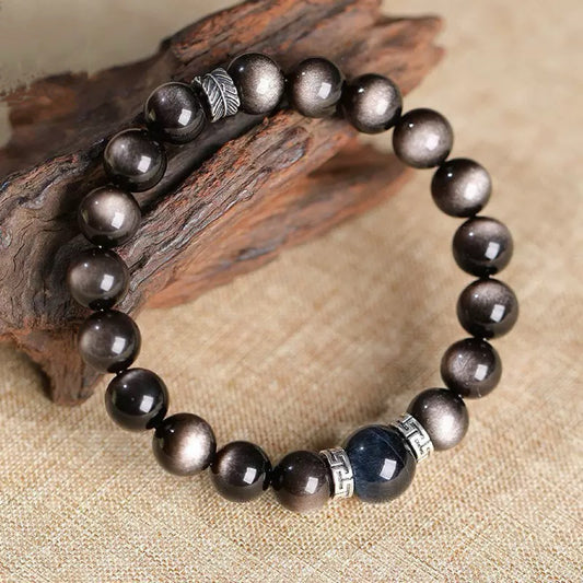 Silver obsidian bracelet