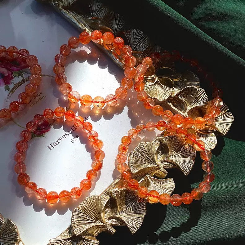 Orange-red rubber flower bracelet