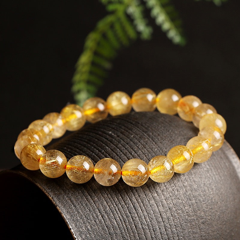 Natural rutilated quartz bracelet, natural titanium quartz bracelet