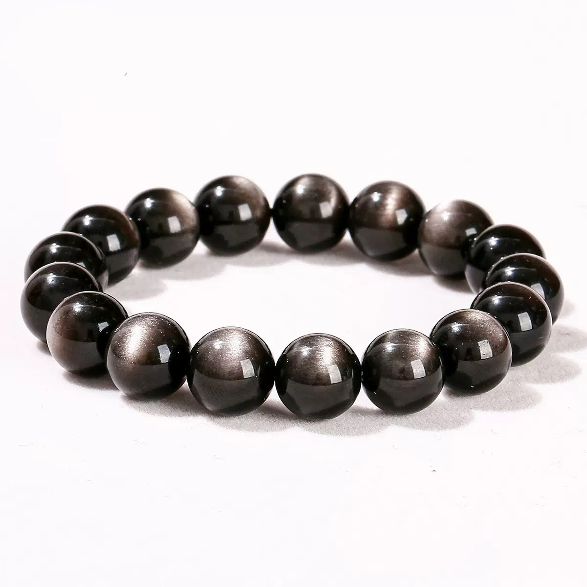 Silver obsidian bracelet