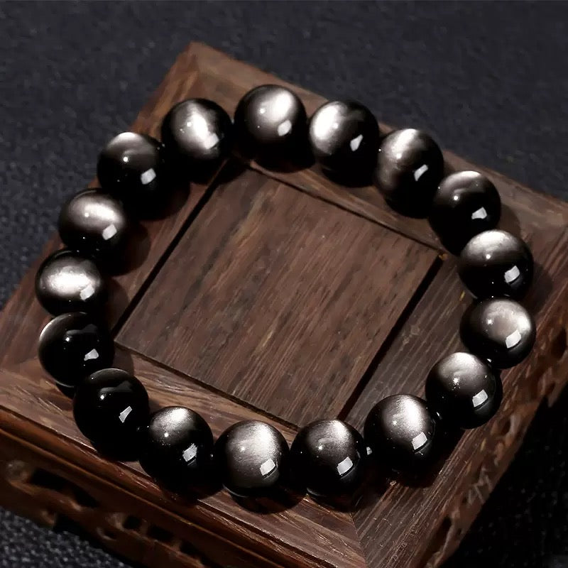 Silver obsidian bracelet