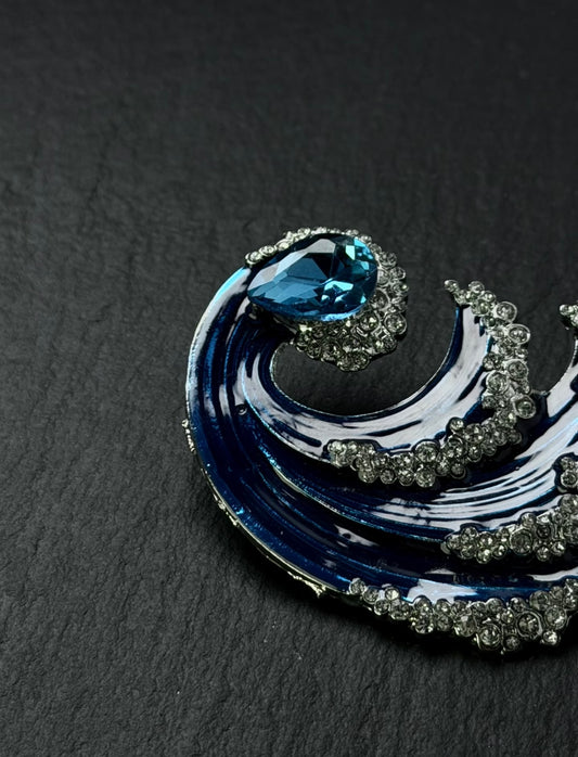 Aqua Wave Luxury Brooch