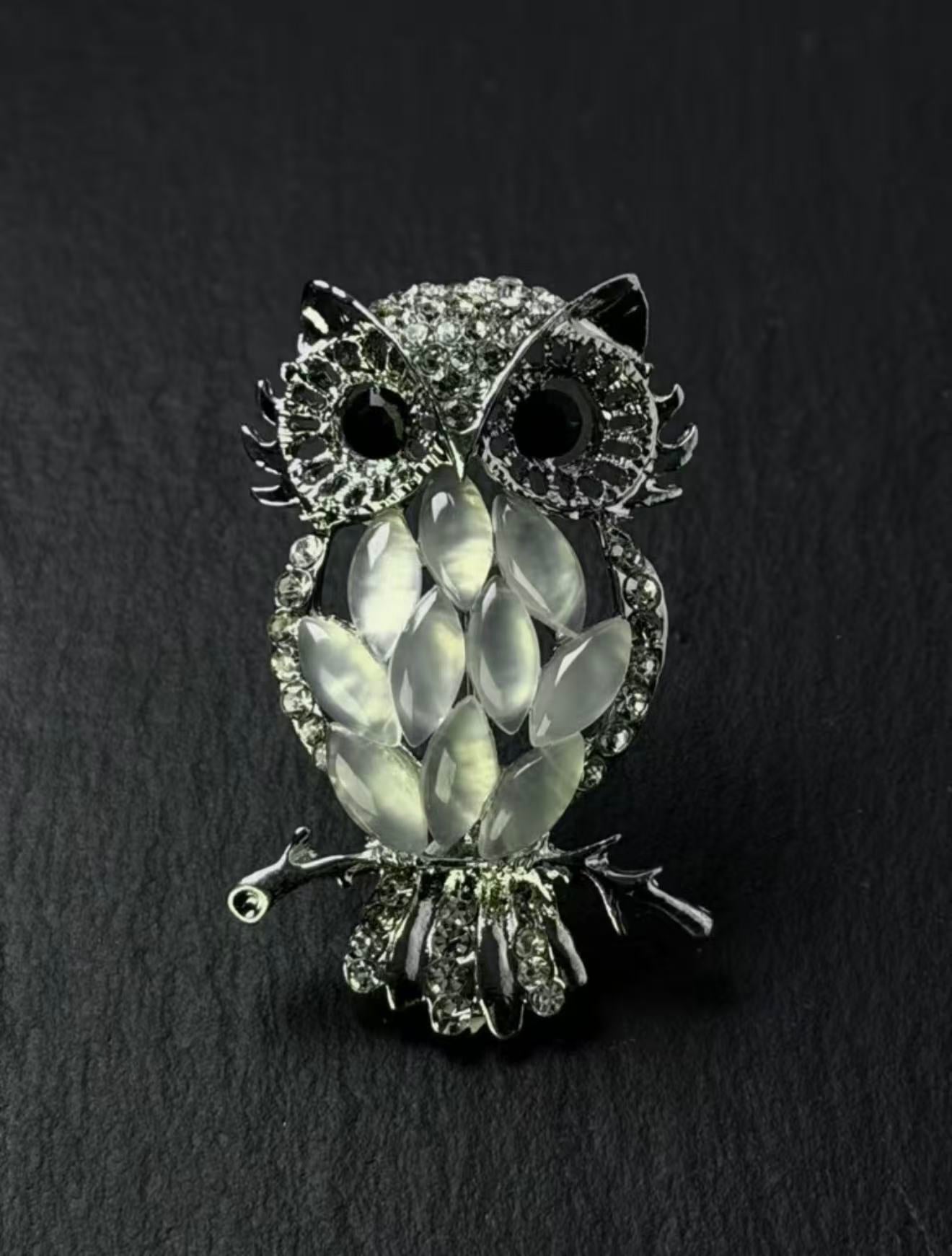 Nocturne Owl Diamond Brooch